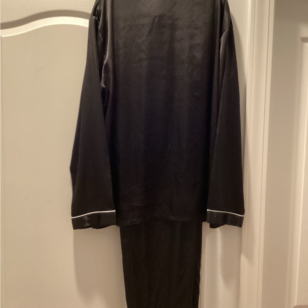 Men Satin Pajama Set with White Piping - Picture 2 of 2